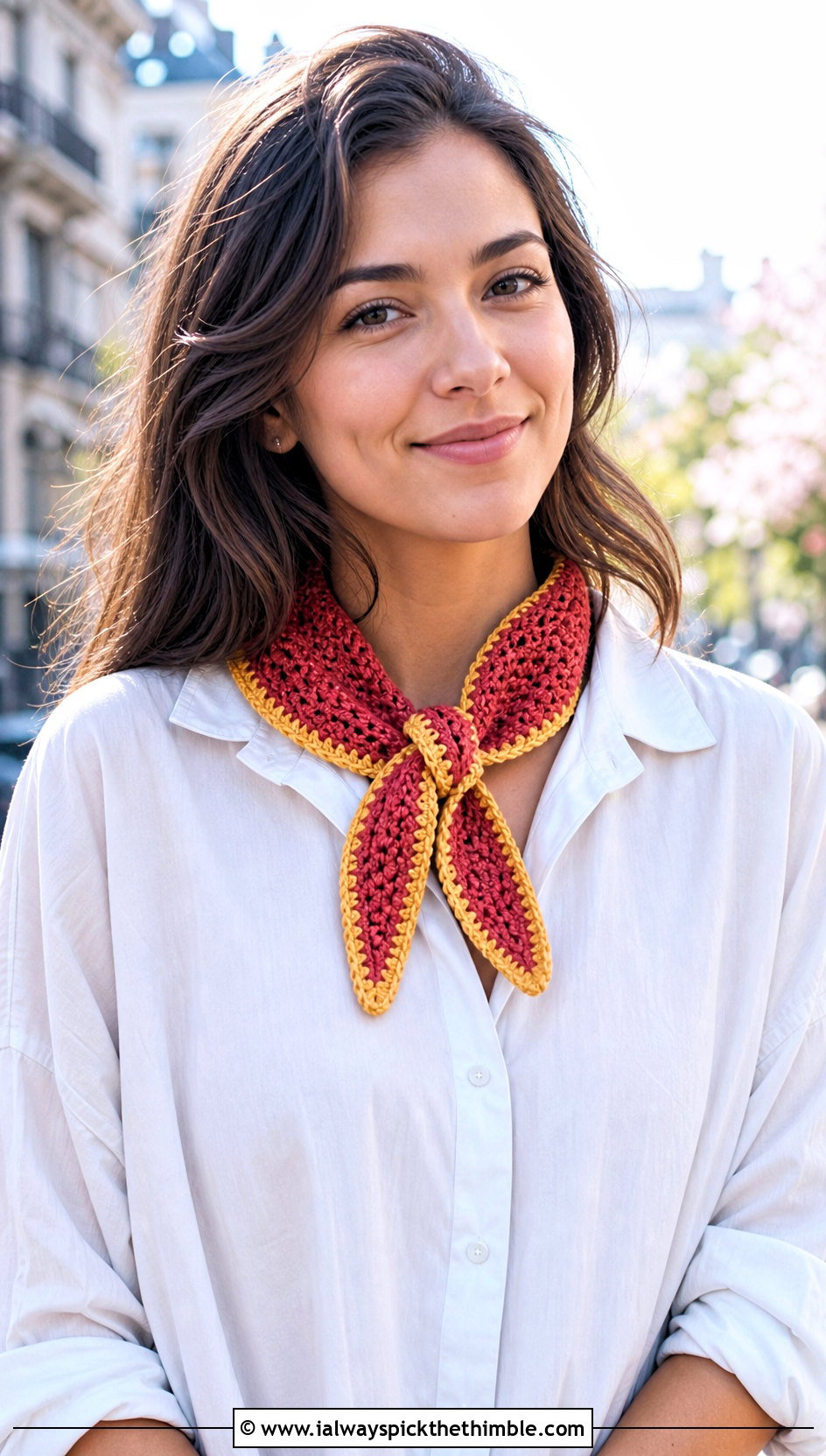 Gryffindor Mini Crochet Neckerchief With White Shirt - 20 crochet hogwarts scarf outfit ideas