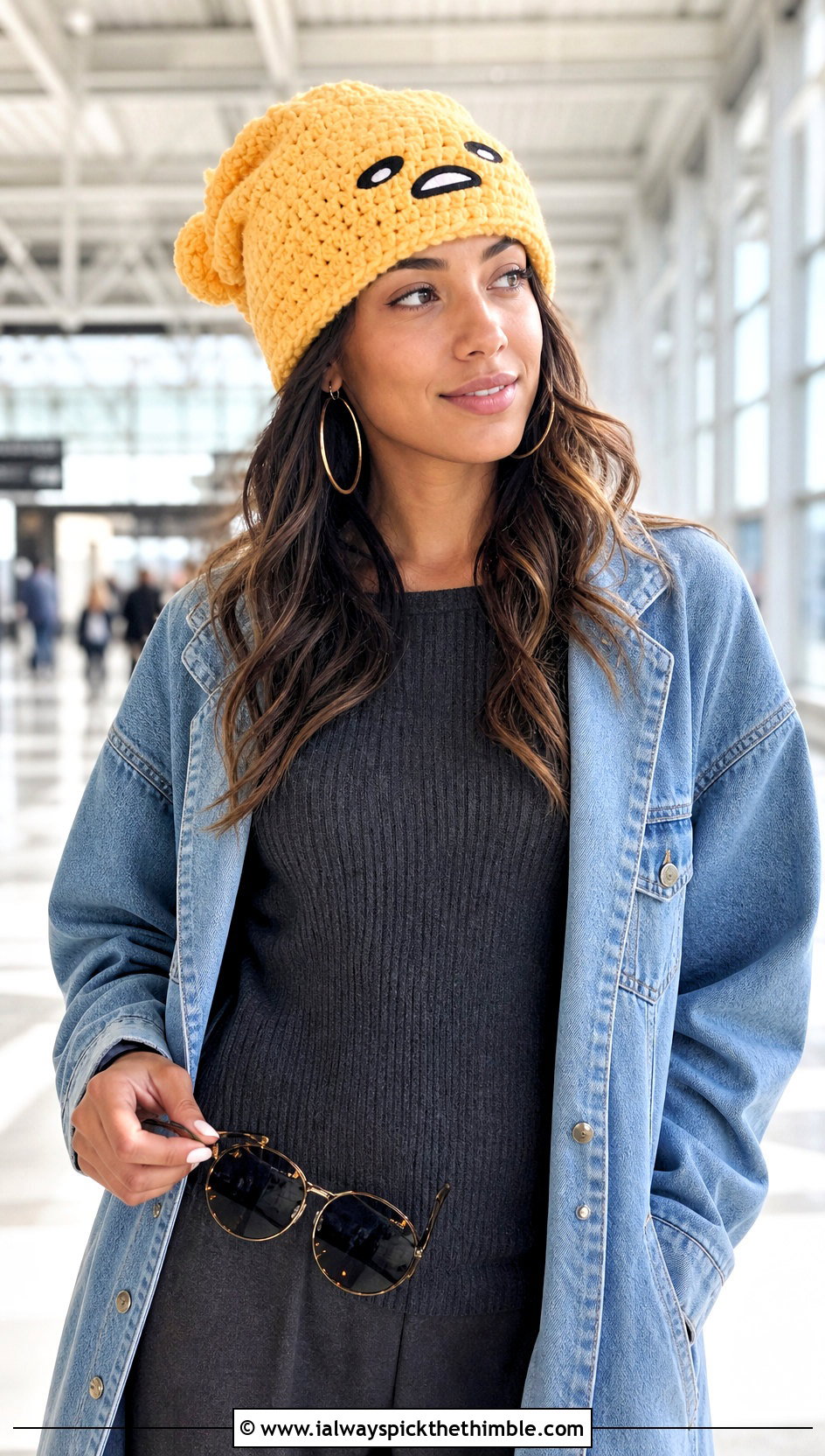 Gudetama Slouchy Crochet Beanie With Lounge Set - 20 sanrio crochet beanie outfit ideas