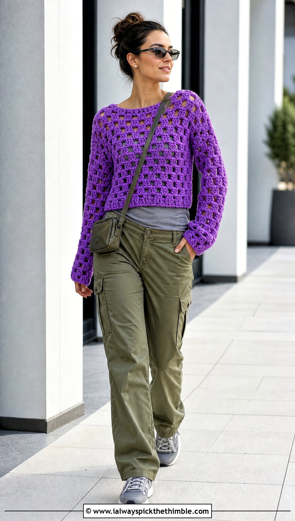 Gum Drop Crochet Pullover With Cargo Pants - 15 gum drop crochet pullover outfit ideas