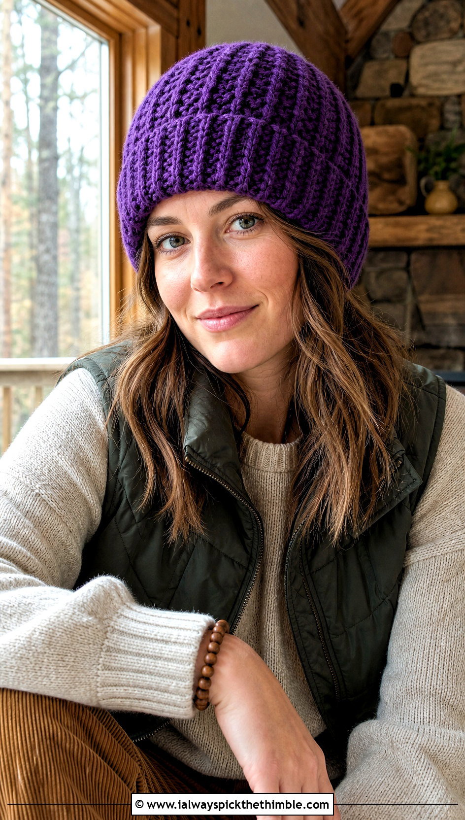 Gyomei Textured Watch Cap With Sweater and Corduroy Pants - 20 Demon Slayer Crochet Hat outfit ideas