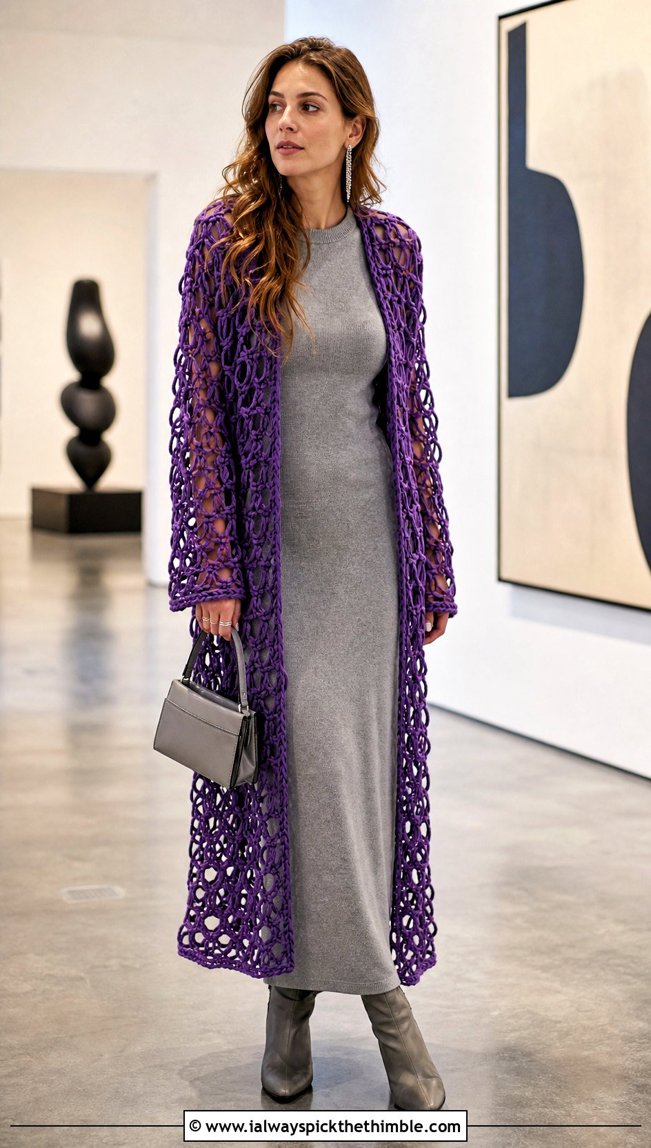 Hairpin Crochet Lace Duster With Knit Column Dress - 20 crochet lace clothes and outfit ideas