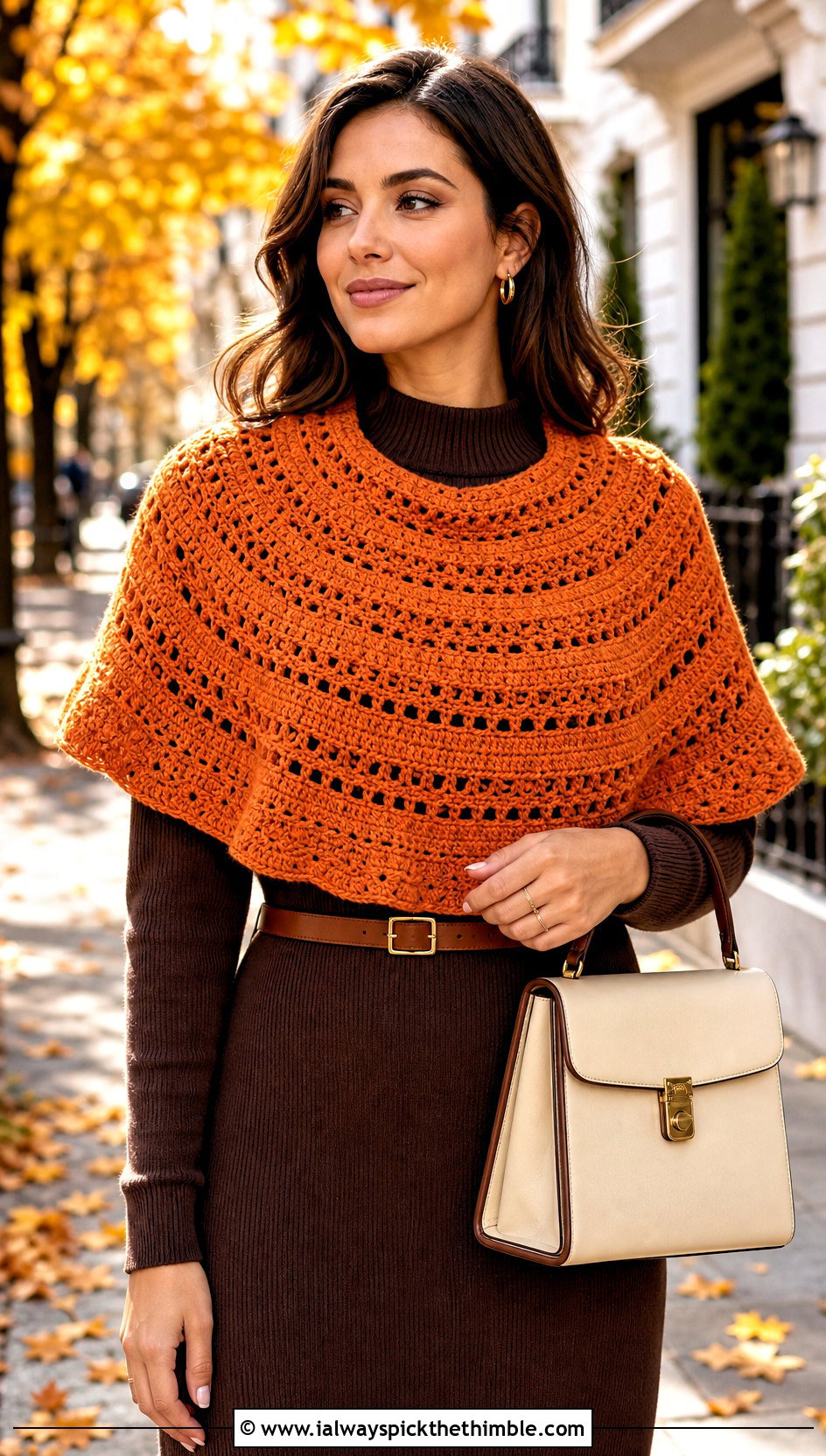 Half Circle Crochet Shawl With Knit Dress - 25 quick crochet shawl outfit ideas