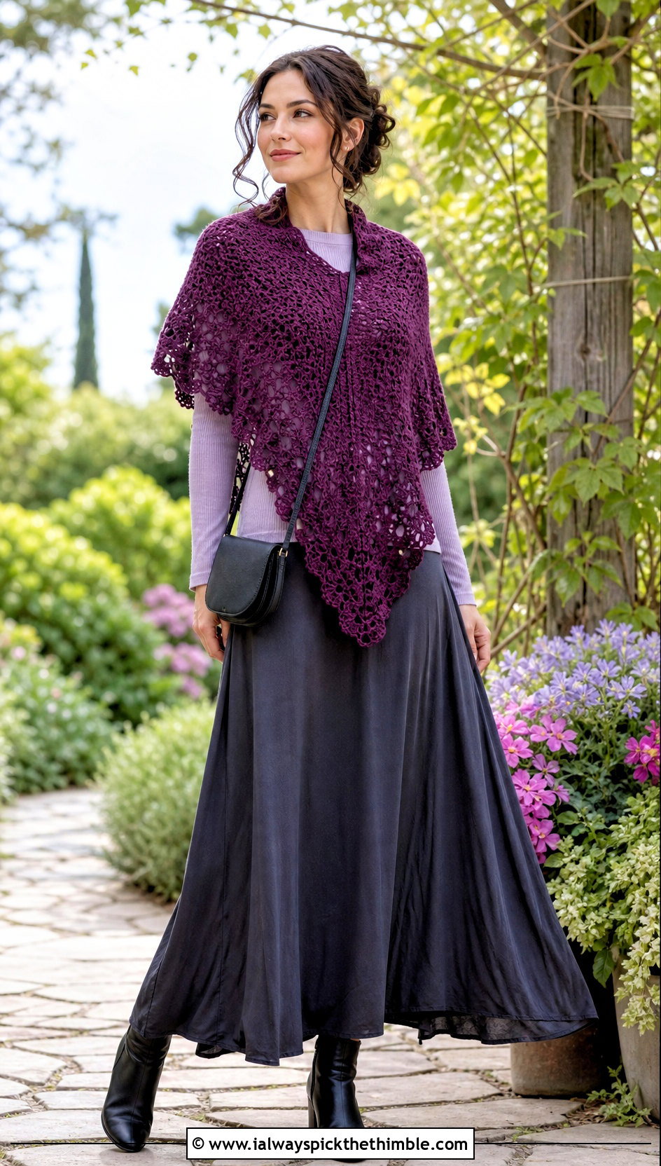Half Circle Prayer Shawl With Maxi Skirt - 25 crochet prayer shawl outfit ideas
