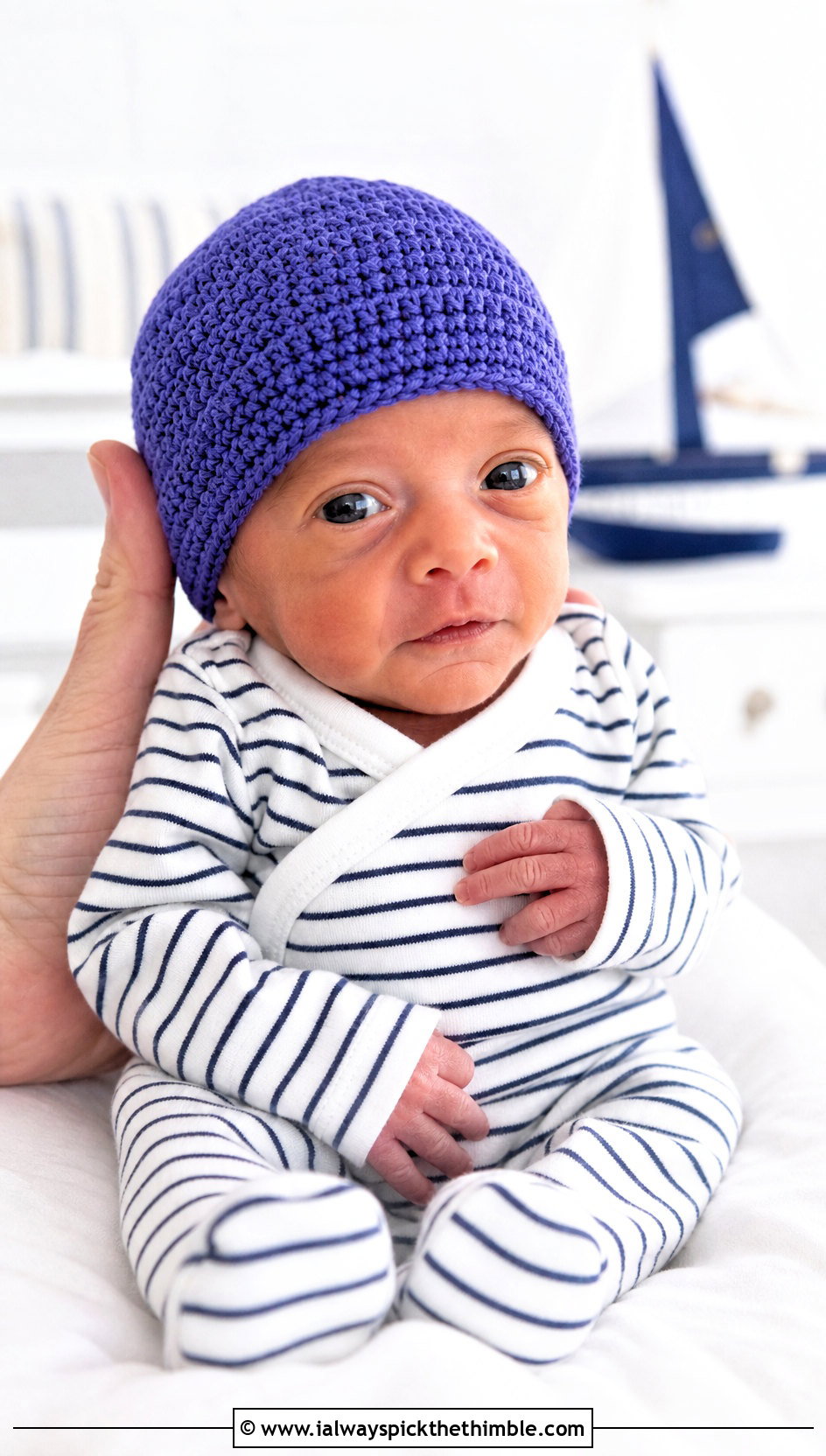 Half Double Crochet Preemie Beanie With Striped Romper - 20 premie crochet beanie outfit ideas