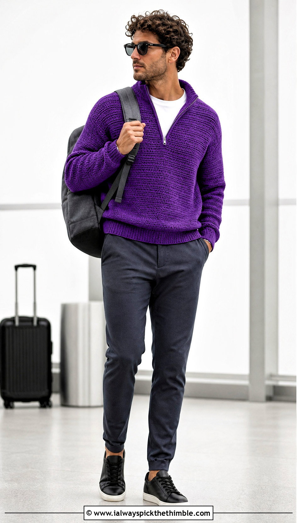 Half Zip Crochet Sweater With Tailored Joggers - 25 crochet man sweaters outfit ideas