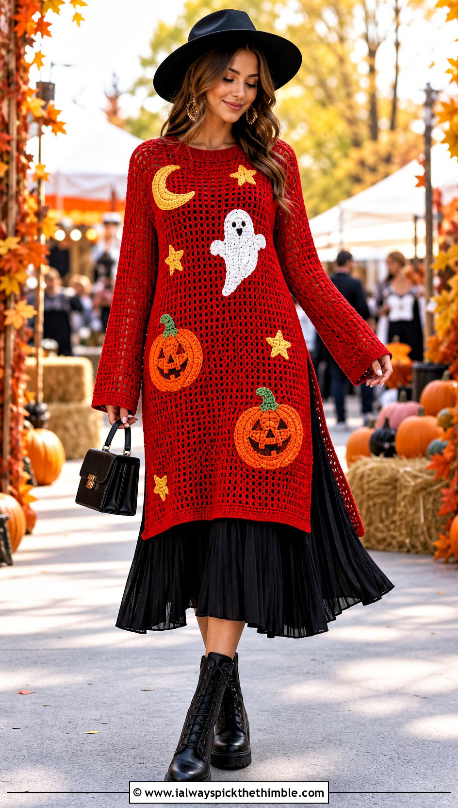 Halloween Crochet Tunic With Pleated Slip Skirt - 25 halloween crochet clothes and outfit ideas
