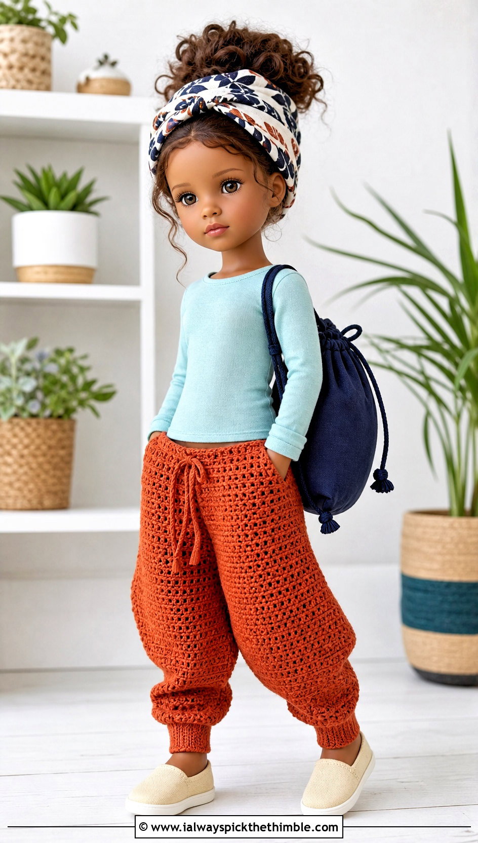 Harem Crochet Doll Overalls With Long Sleeve Tee - 20 crochet doll overalls outfit ideas