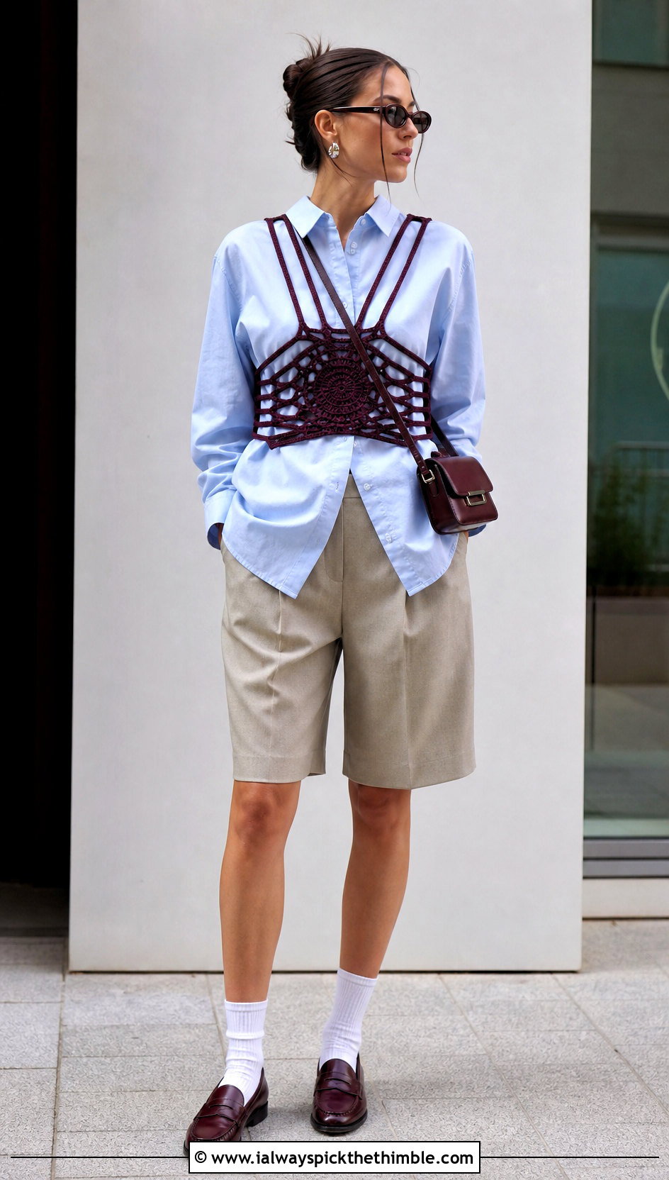 Harness Crochet Subversive Top With Oversized Shirt - 15 Crochet Subversive Top outfit ideas