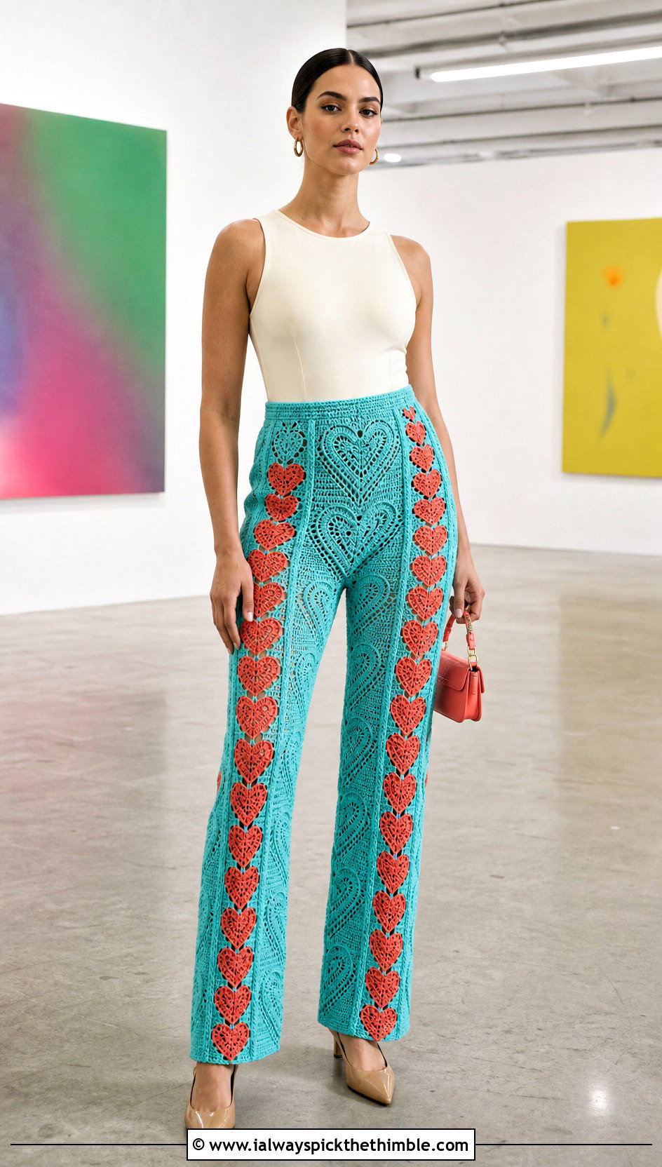 Heart Crochet Pants With Fitted Bodysuit - 15 heart crochet clothing and outfit ideas