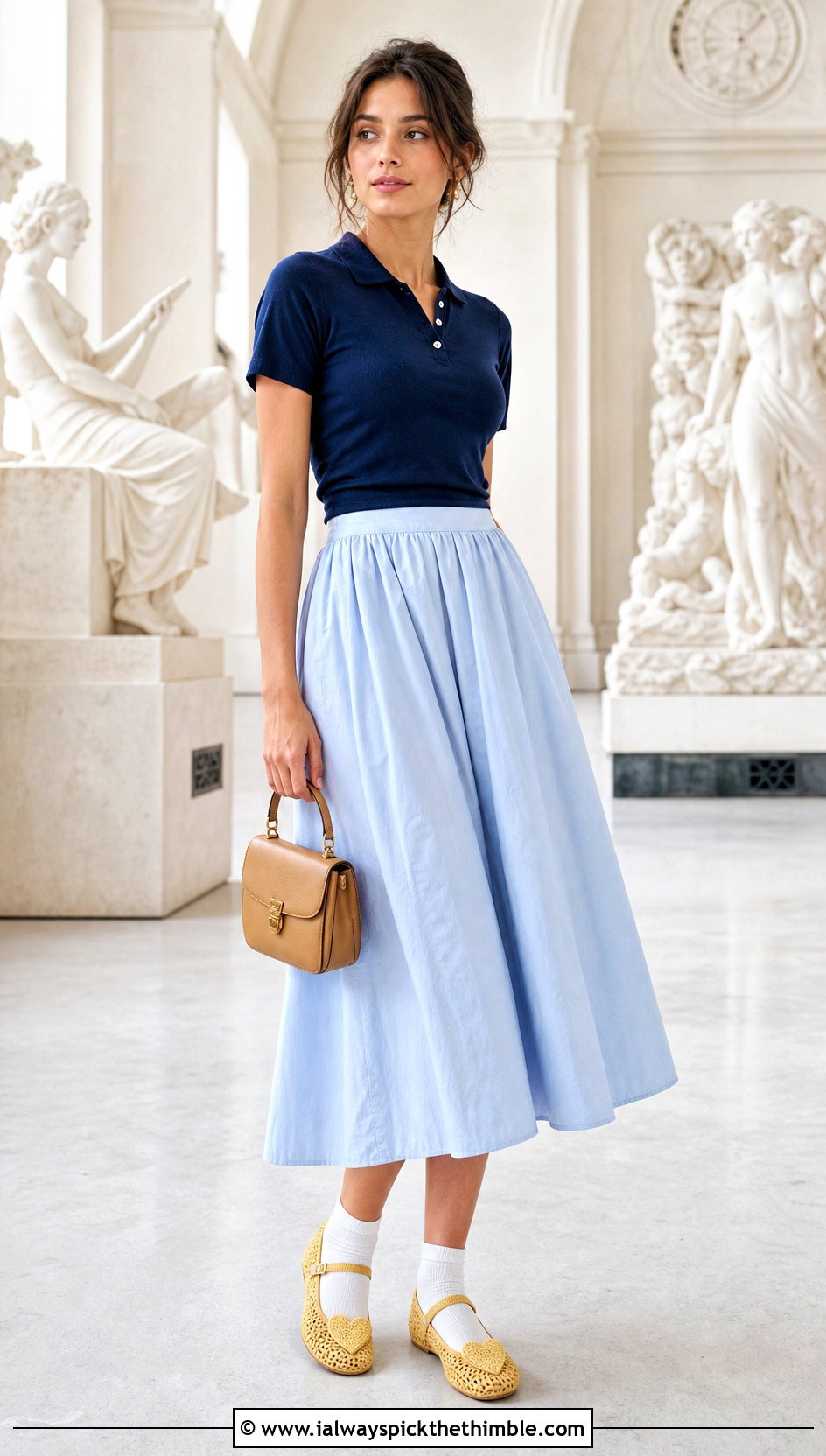 Heart Embellished Crochet Mary Jane Flats With A Midi Skirt - 15 Heart Embellished Crochet Shoes outfit ideas