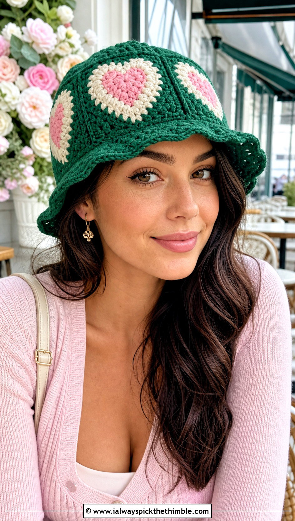 Heart Granny Square Hat With Cardigan And Midi Skirt - 25 granny square hat outfit ideas