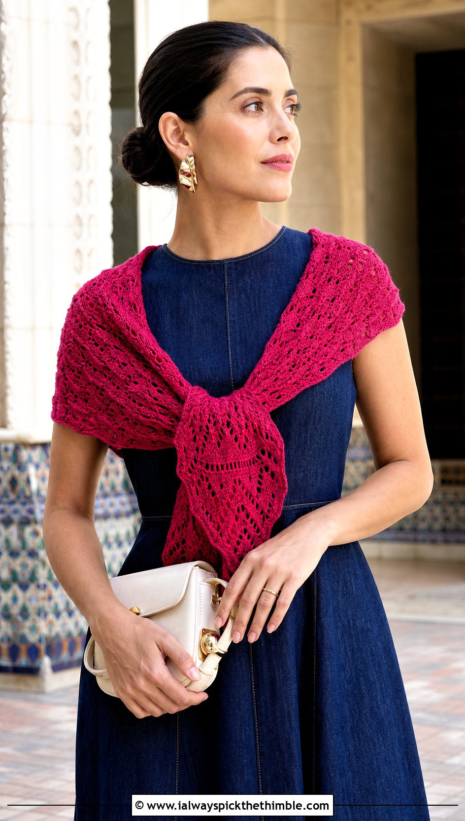 Hearty Diamonds Fingering Weight Shawl With Denim Maxi Dress - 15 hearty diamonds shawl by k.a.m.e. crochet outfit ideas