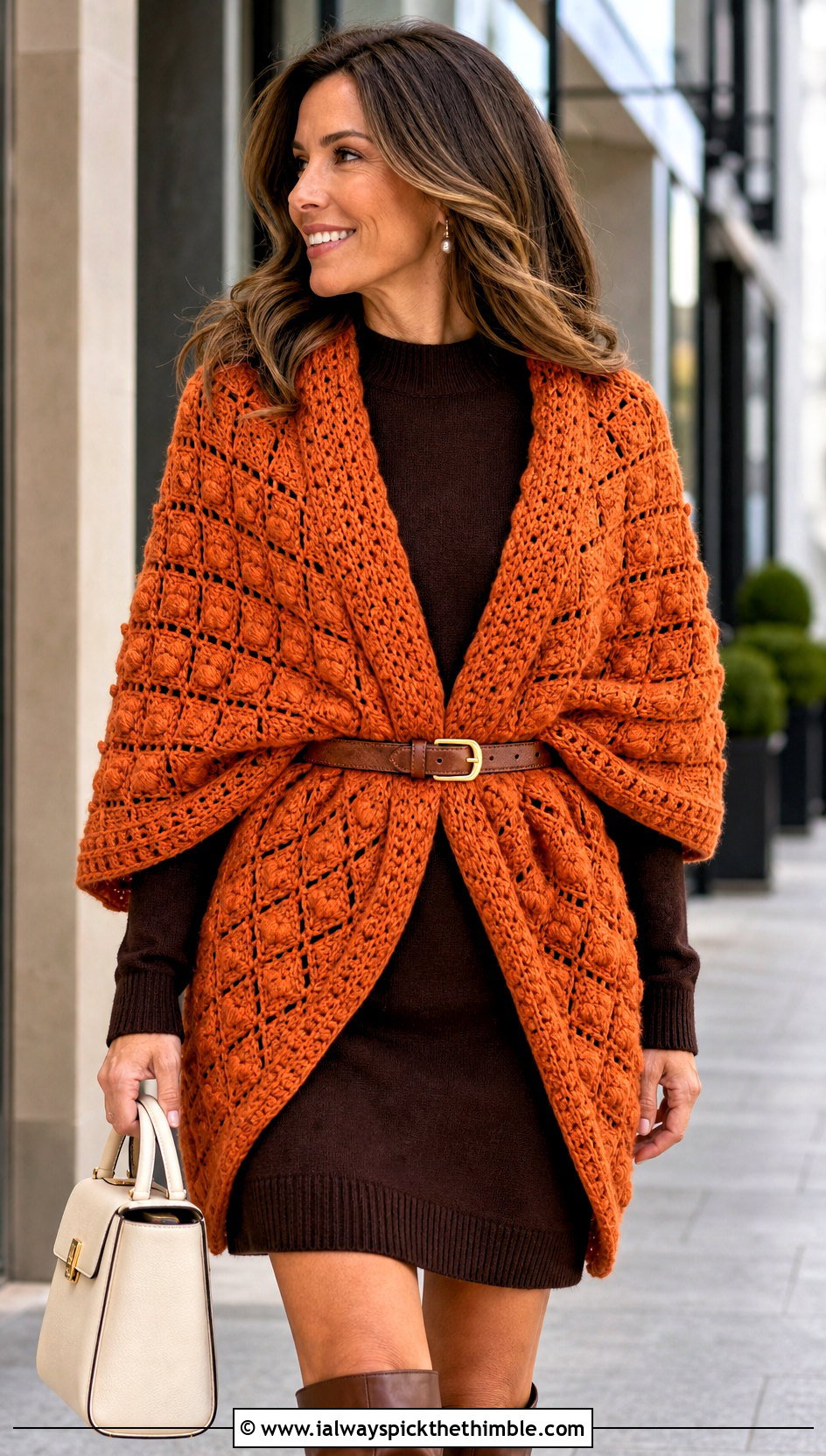 Hearty Diamonds Raised Diamond Shawl With Sweater Dress - 15 hearty diamonds shawl by k.a.m.e. crochet outfit ideas