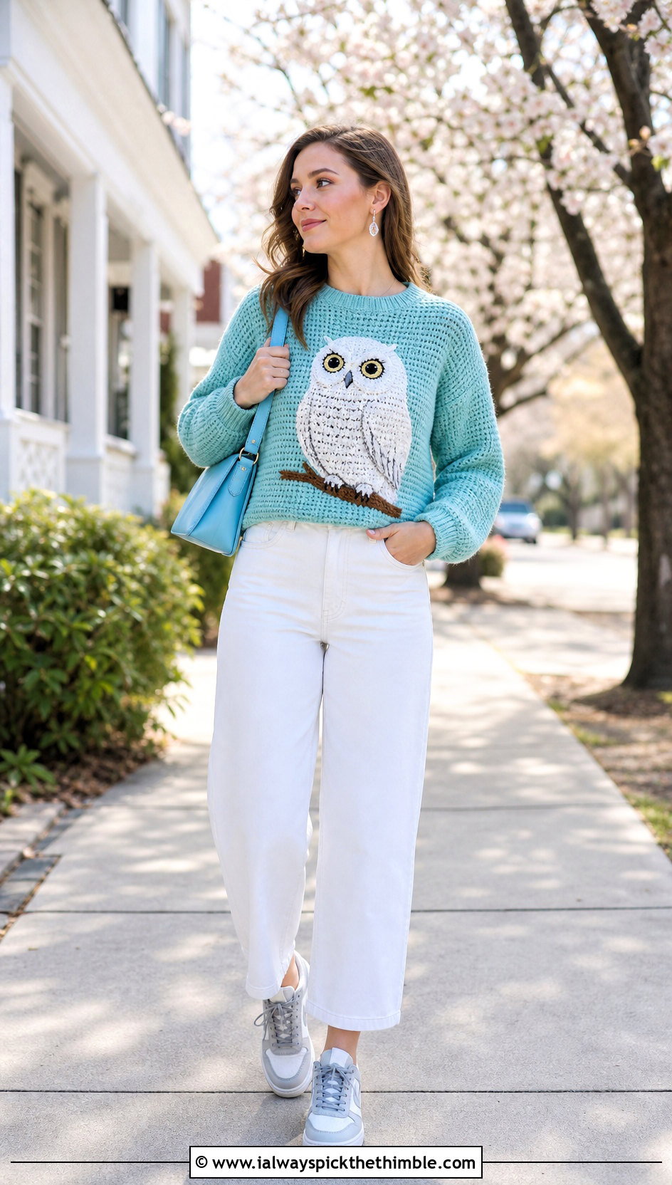 Hedwig Crochet Harry Potter Sweater With White Jeans - 25 crochet harry potter sweater outfit ideas