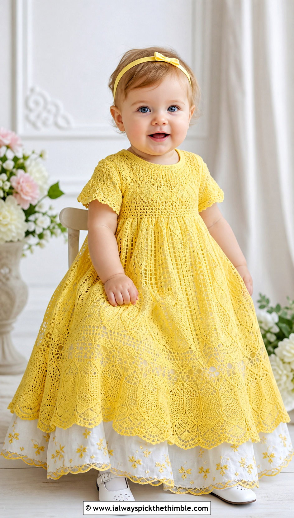 Heirloom Maxi Crochet Blessing Dress With Embroidered Slip - 15 Crochet Blessing Dress outfit ideas