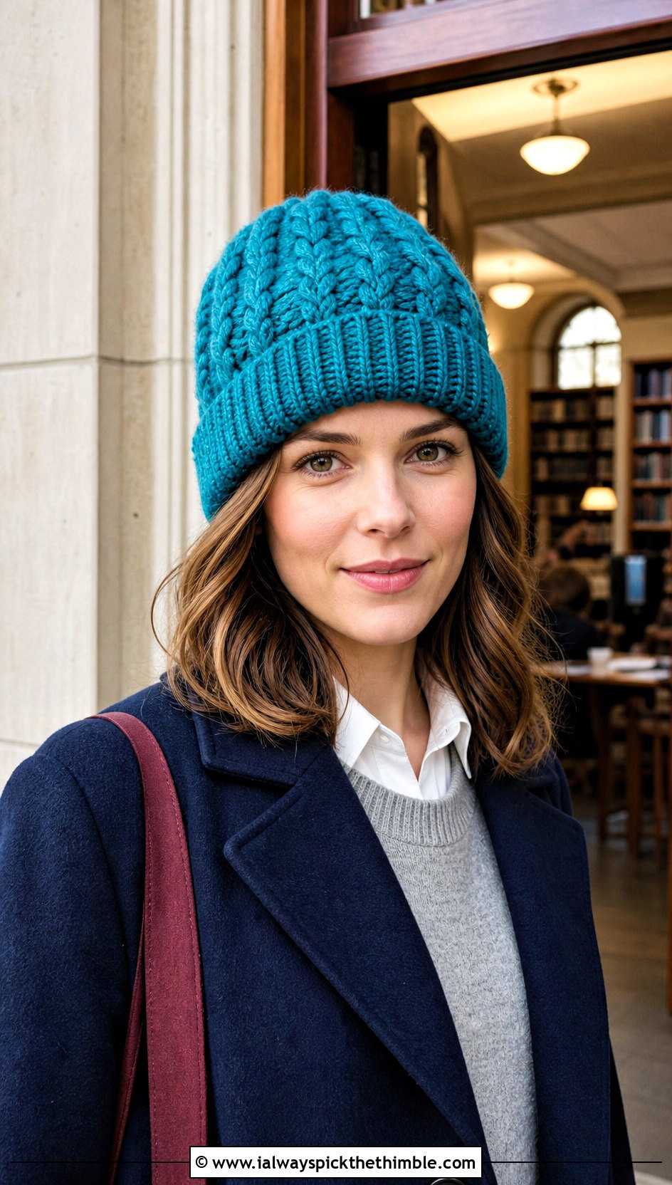 Hermione Cable Crochet Beanie With Wool Coat - 15 harry potter crochet hat outfit ideas
