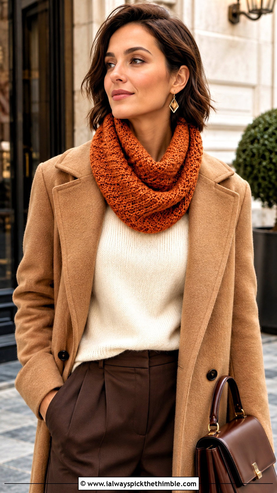 Herringbone 1 Skein Crochet Cowl With Wool Coat - 15 1 Skein Crochet Cowl outfit ideas
