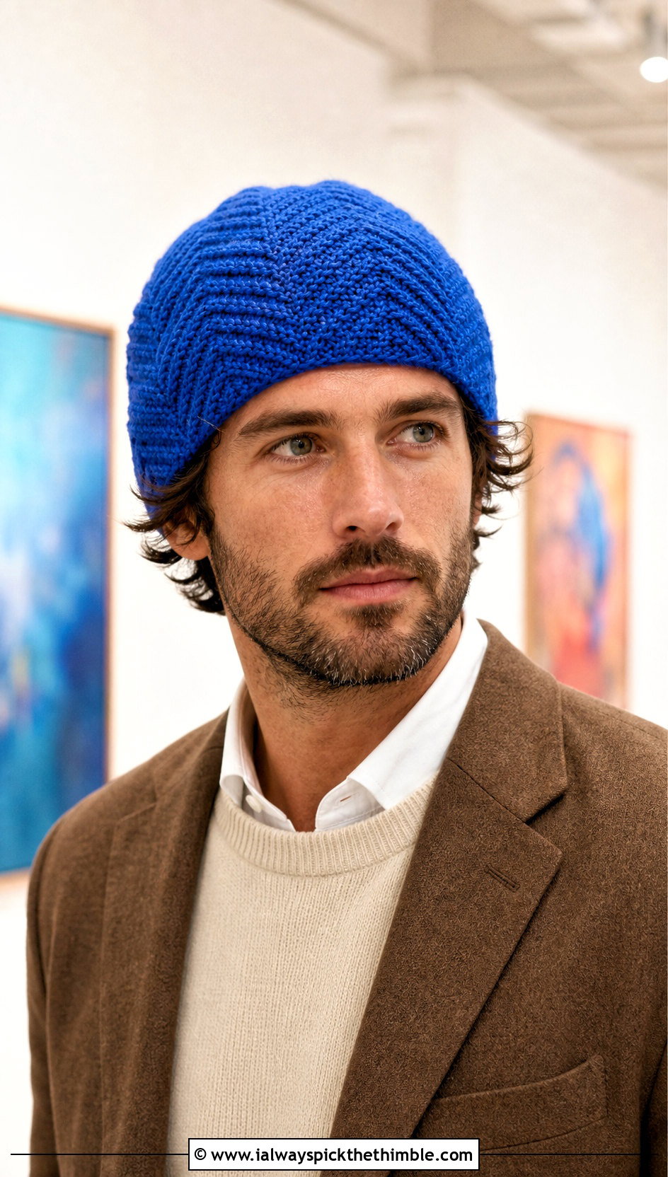 Herringbone Crochet Beanie With Blazer - 25 mens crochet beanie outfit ideas