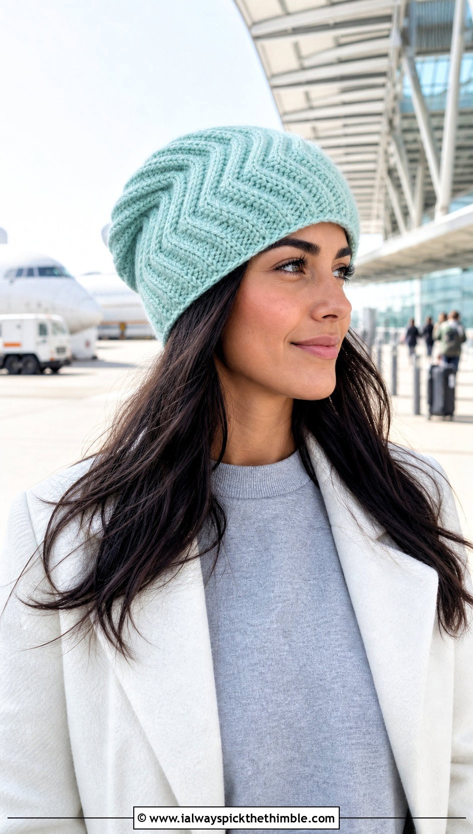 Herringbone Crochet Beanie With Matching Sweat Set - 15 Crochet Textured Beanie outfit ideas