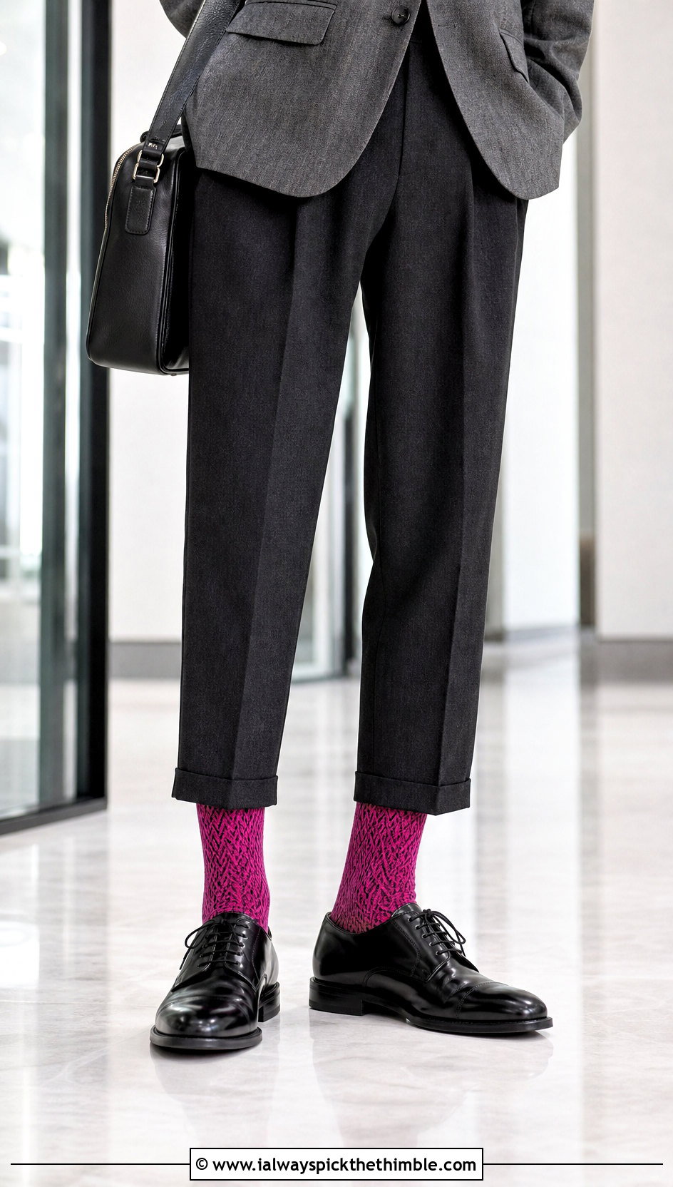 Herringbone Crochet Crew Socks With Derby Shoes - 20 Quick Crochet Socks outfit ideas