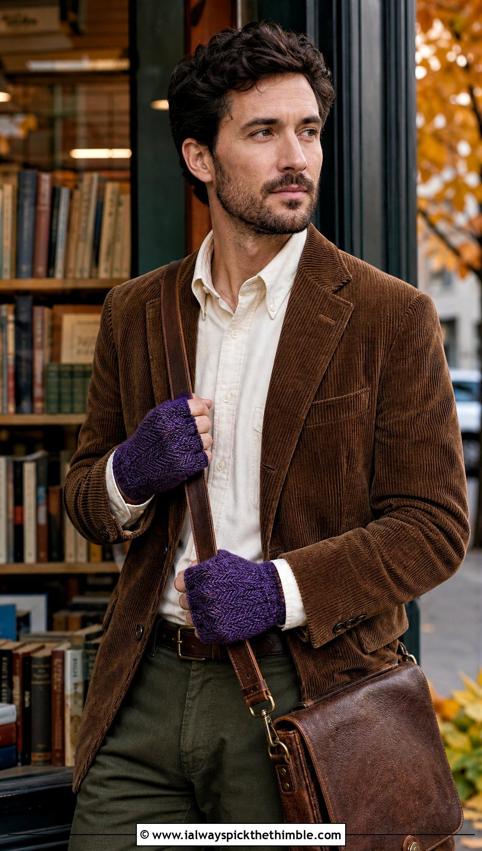 Herringbone Crochet Gloves With Corduroy Blazer - 25 men crochet gloves outfit ideas