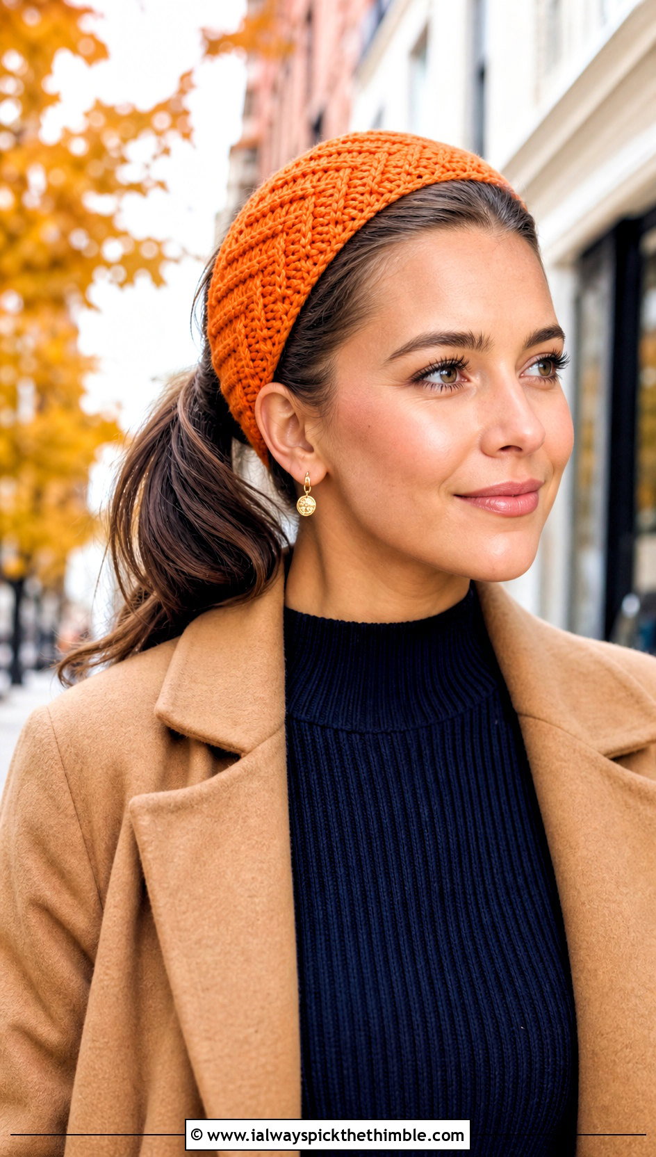 Herringbone Crochet Ponytail Headband With Sweater Dress - 20 Crochet Ponytail Headband outfit ideas