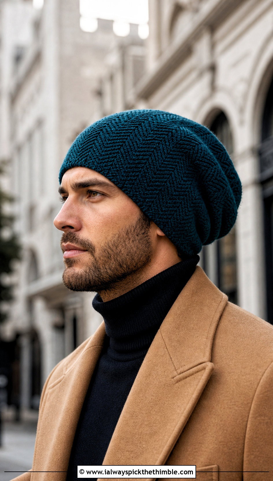 Herringbone Crochet Slouchy Beanie With Wool Coat - 25 Crochet Slouchy Hat Mens Slouch Beanie outfit ideas