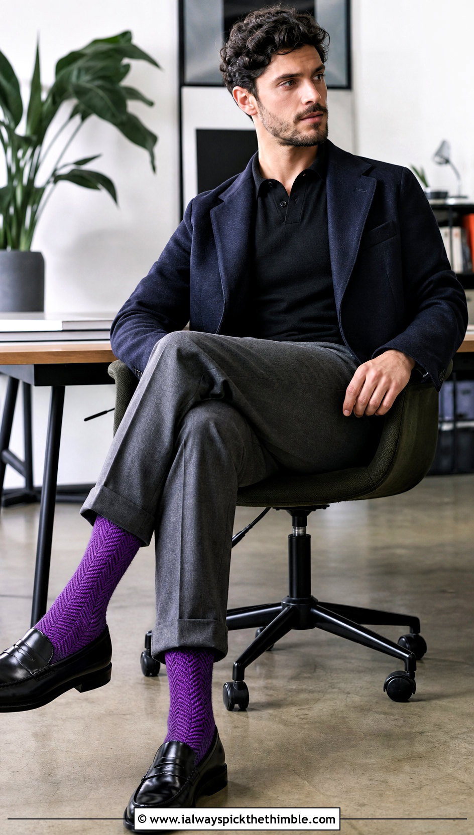 Herringbone Crochet Socks With Pleated Trousers - 20 men's crochet socks outfit ideas