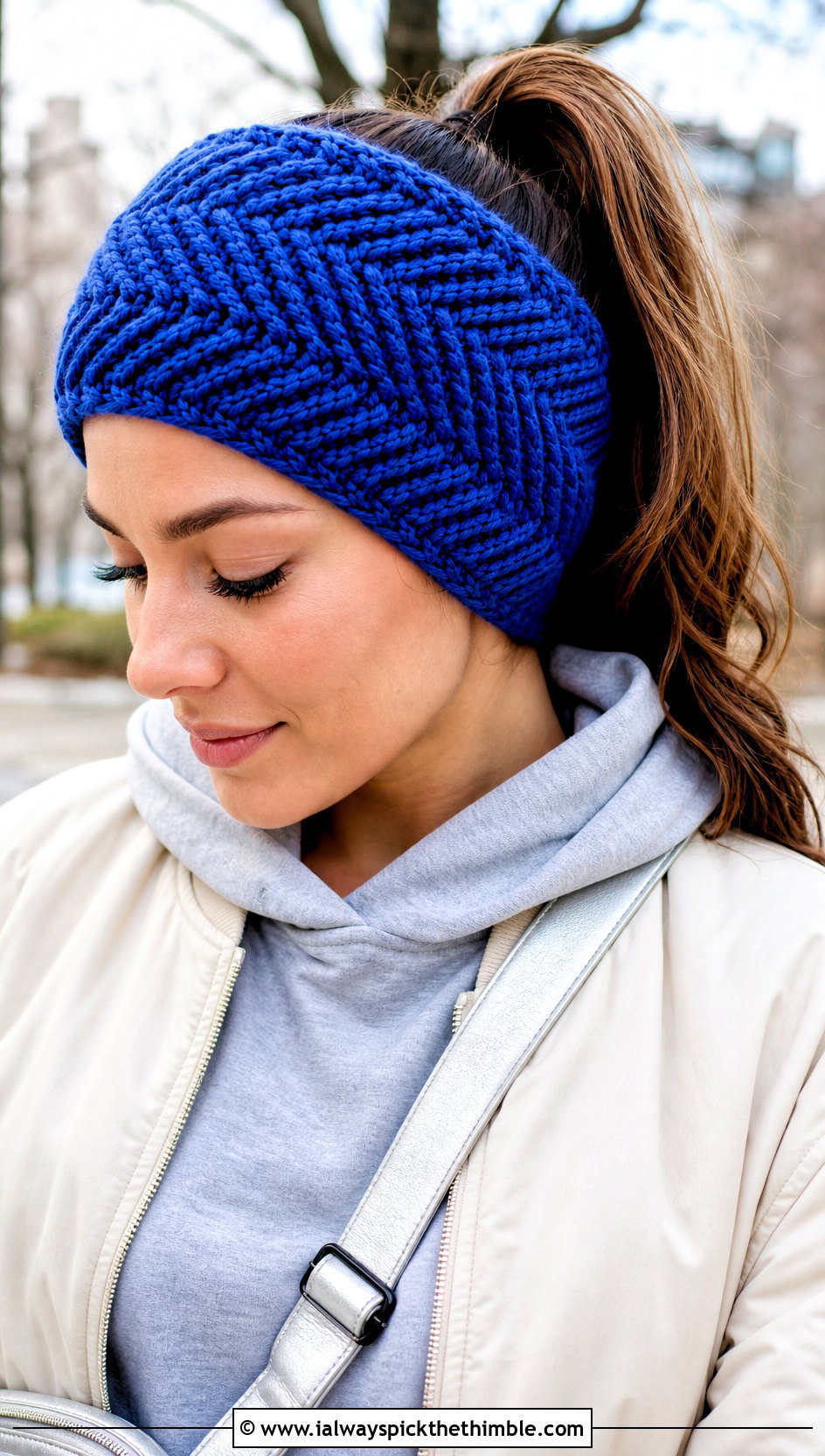 Herringbone Headband With Hoodie And Track Pants - 20 Easy Crocheted Headbands Ear Warmers outfit ideas