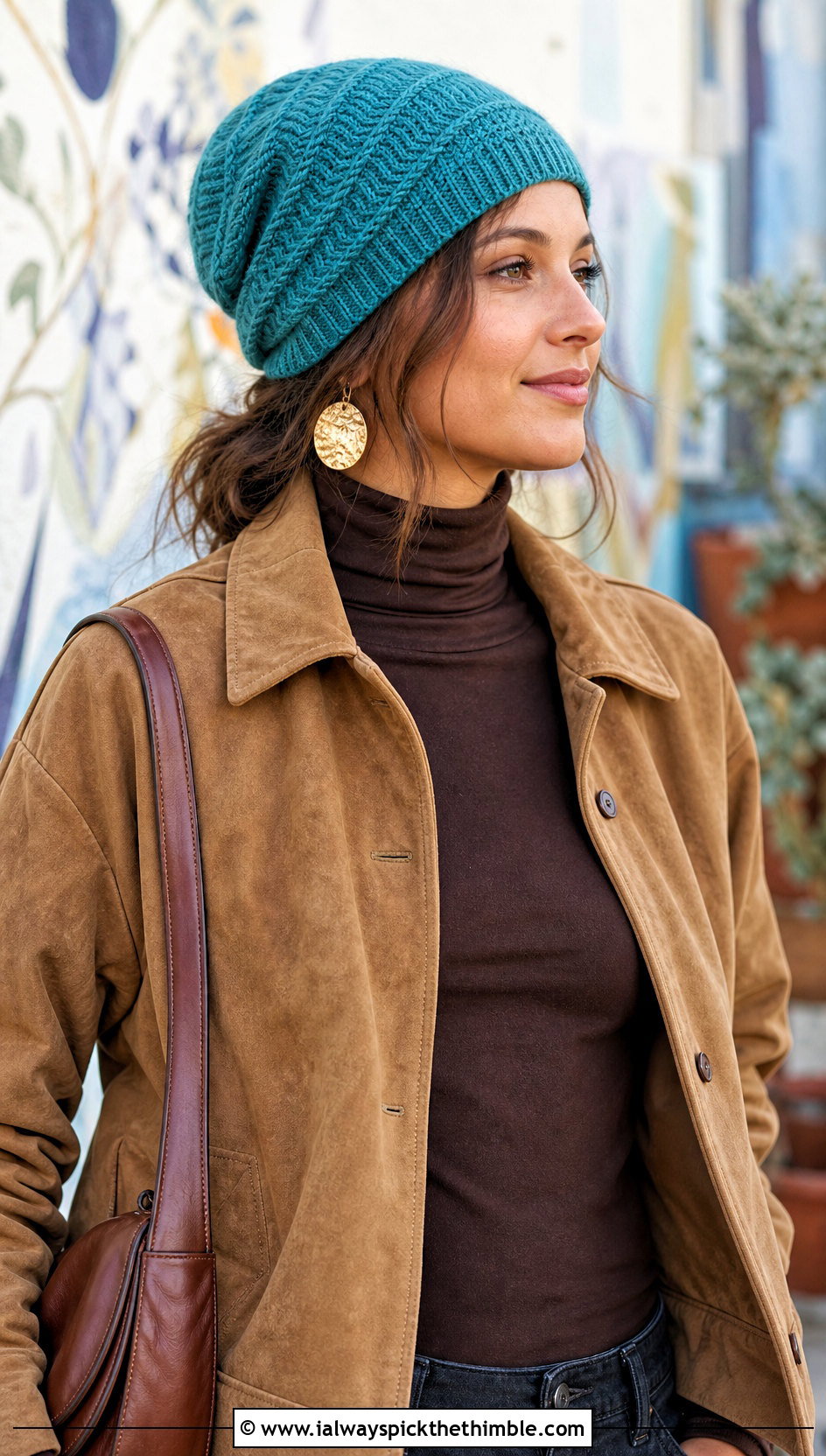 Herringbone Knit Look Slouchy Beanie With Maxi Skirt - 15 Crochet Hat That Looks Knitted outfit ideas