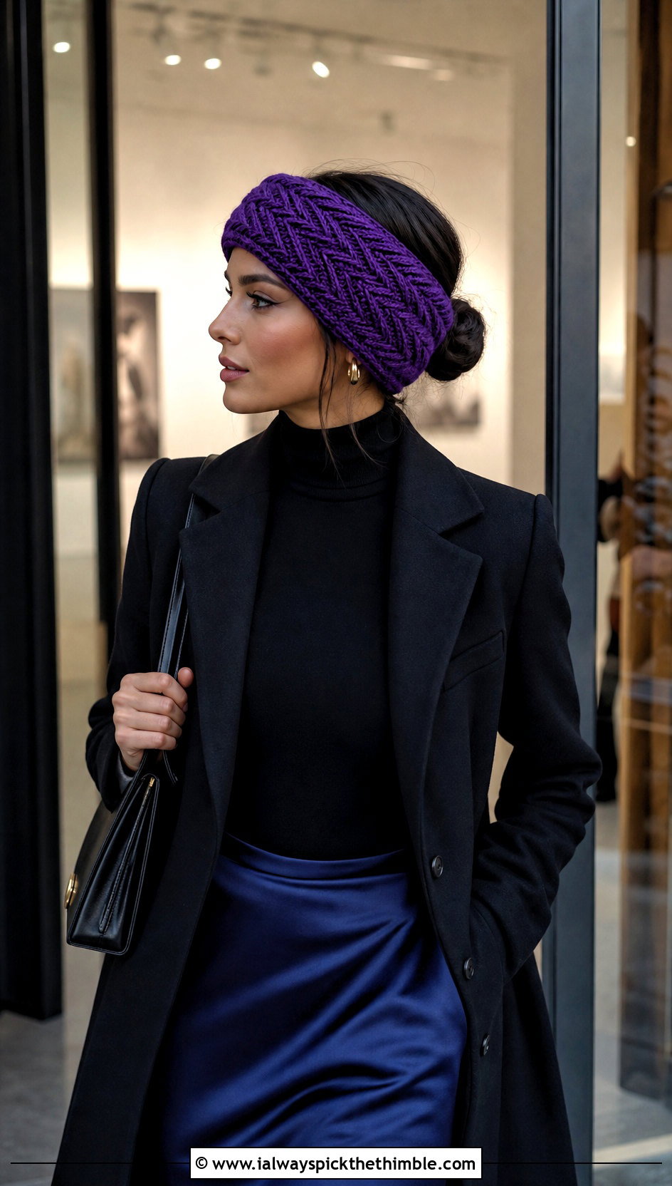 Herringbone Wide Crochet Ear Warmer With Satin Skirt - 15 Wide Crochet Ear Warmer outfit ideas