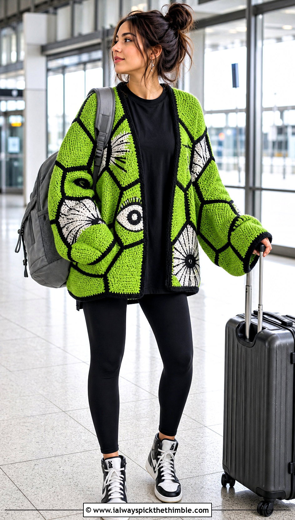 Hexagon Anime Crochet Cardigan With Leggings - 20 anime crochet cardigan outfit ideas