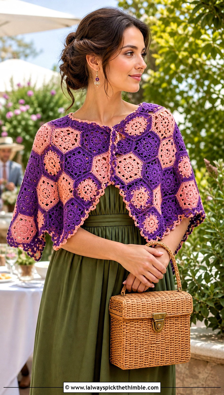 Hexagon Motif Crochet Boho Shawl With Maxi Dress - 20 crochet boho shawl outfit ideas