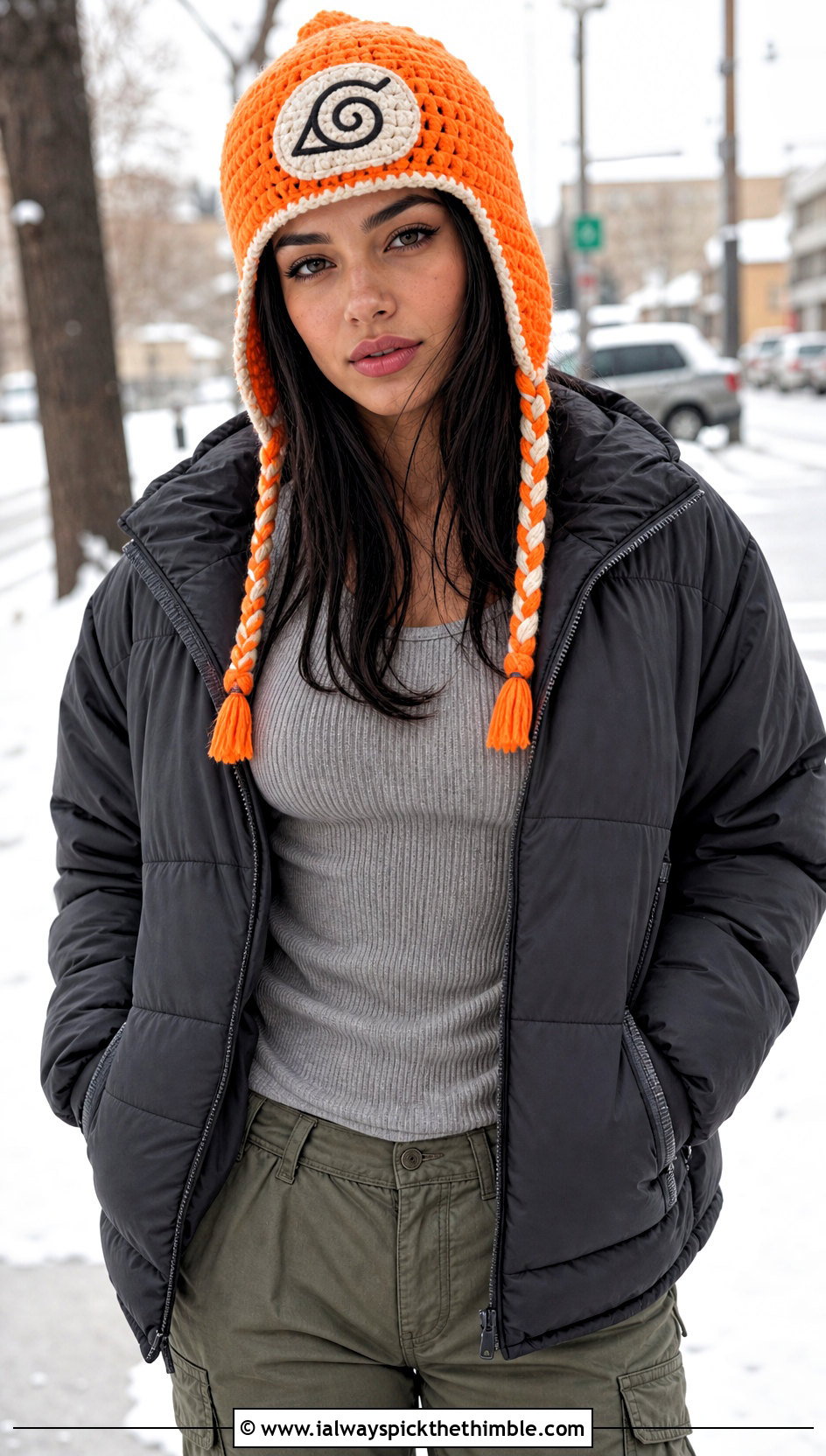 Hidden Leaf Earflap Hat With Cargo Pants - 20 naruto crochet hat outfit ideas