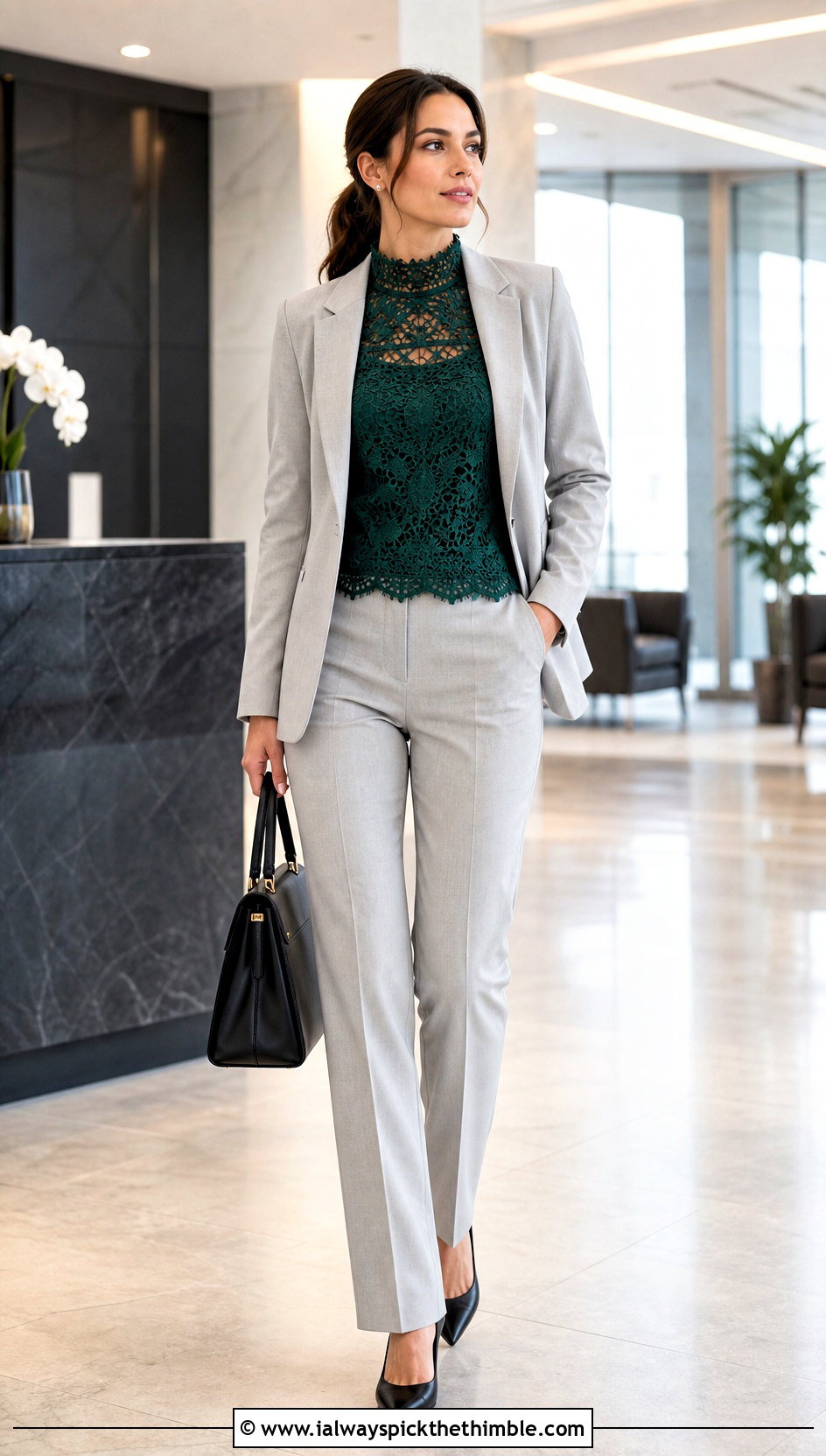 High Neck Crochet Blouse With Matching Suit - 25 crochet blouse for women outfit ideas