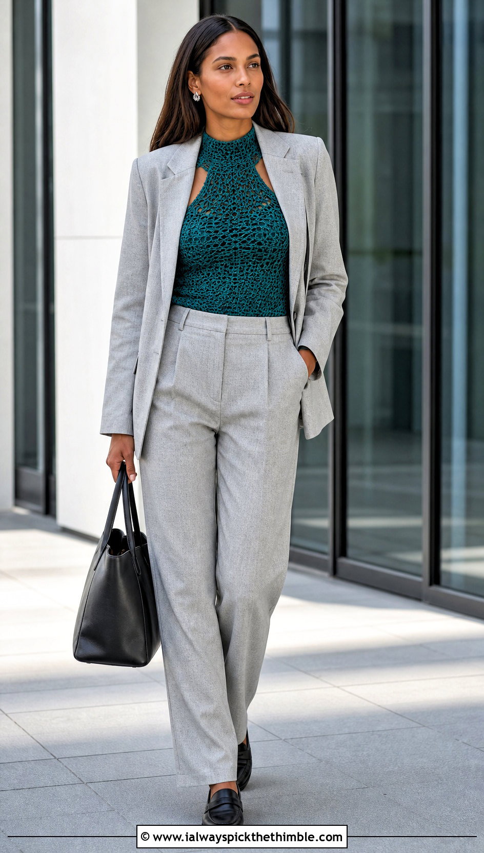 High Neck Crochet Halter Top With Linen Suit - 15 Once Upon A Time In Hollywood Crochet Top outfit ideas