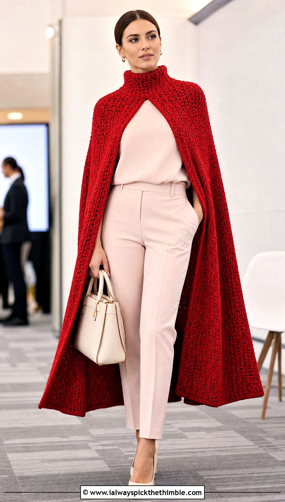 High Neck Crochet Superhero Cape With Pantsuit - 20 Crochet Super Hero Cape outfit ideas