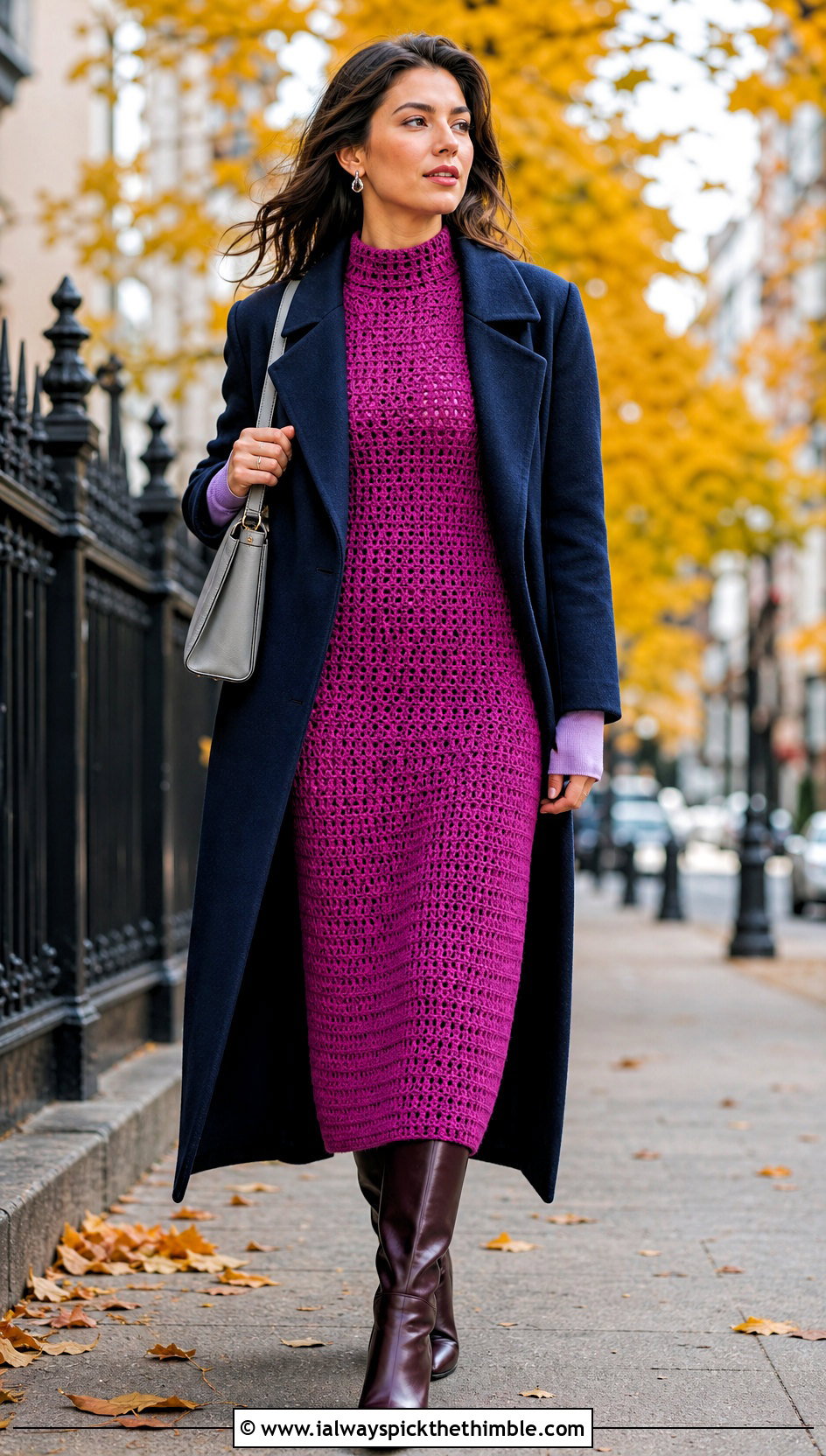 High Neck Crochet Tank Dress With Long Sleeve Top - 20 Crochet Tank Dress outfit ideas