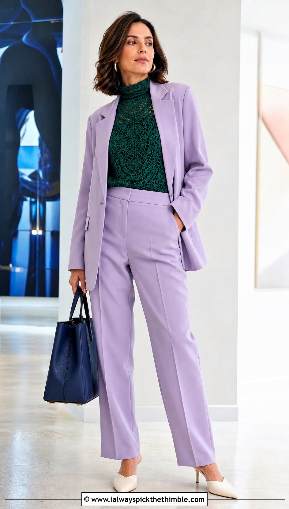 High Neck Crochet Top With Relaxed Suit - 25 boho crochet top outfit ideas