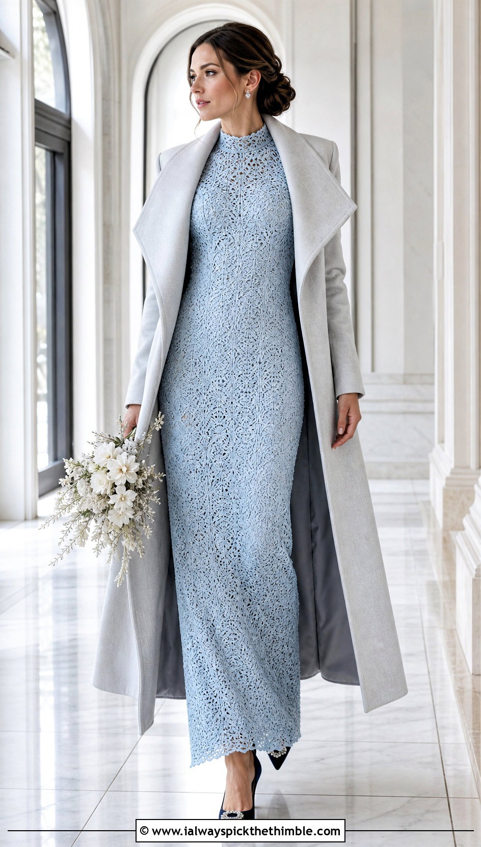 High Neck Crochet Wedding Dress With Opera Coat - 25 crochet wedding dresses outfit ideas