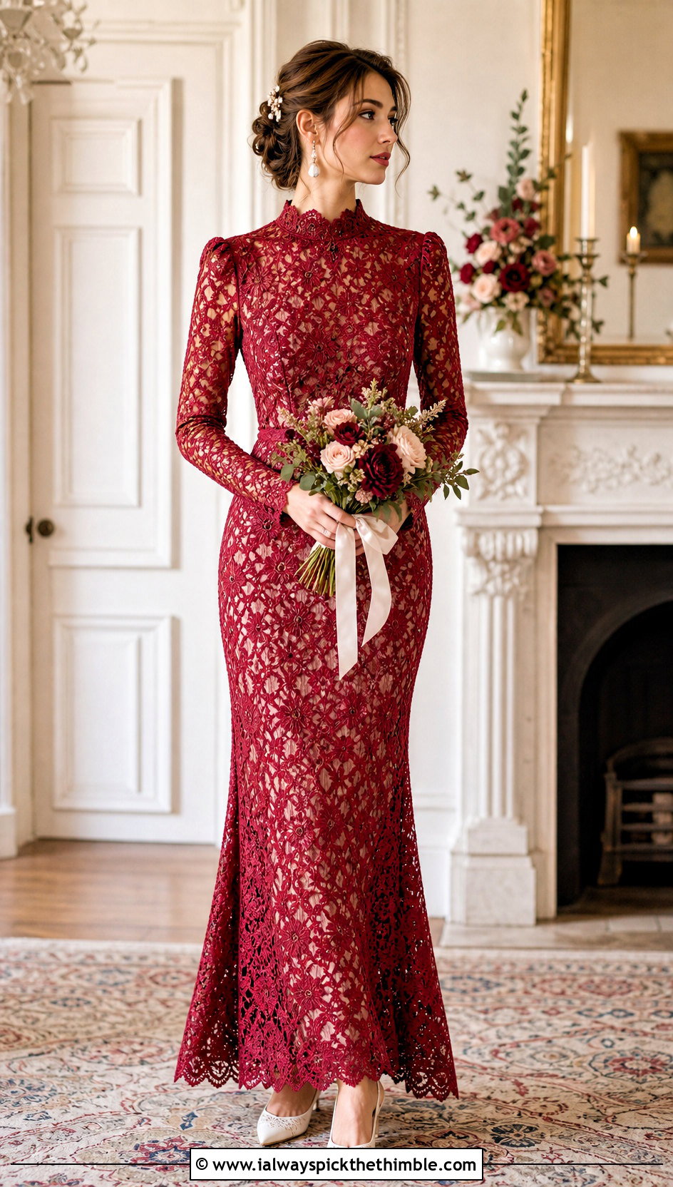 High Neck Crochet Wedding Dress - 20 boho crochet wedding dress outfit ideas