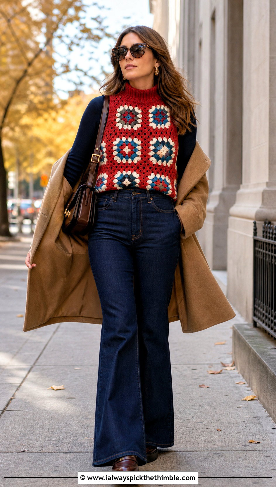 High Neck Paul McCartney Crochet Vest With Flared Jeans - 25 paul mccartney crochet vest outfit ideas
