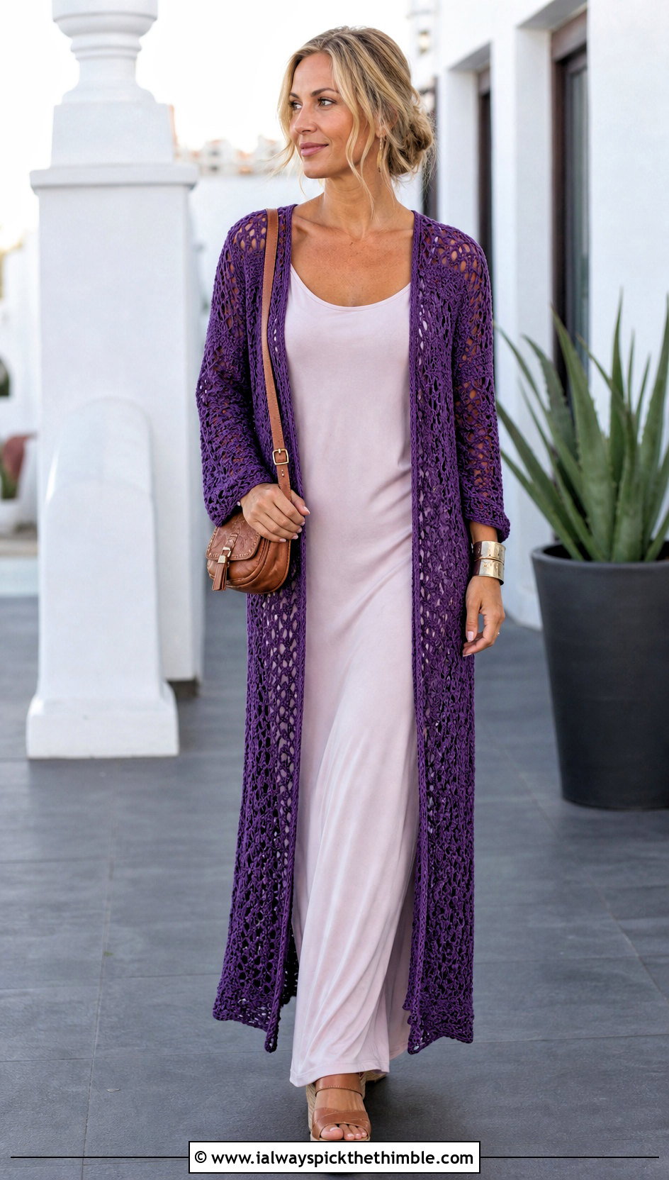 Hippie Crochet Duster Cardigan With Column Dress - 15 hippie crochet cardigan outfit ideas