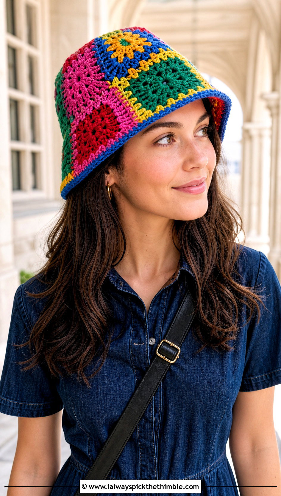 Hogwarts House Patchwork Crochet Hat With Denim Dress - 15 harry potter crochet hat outfit ideas