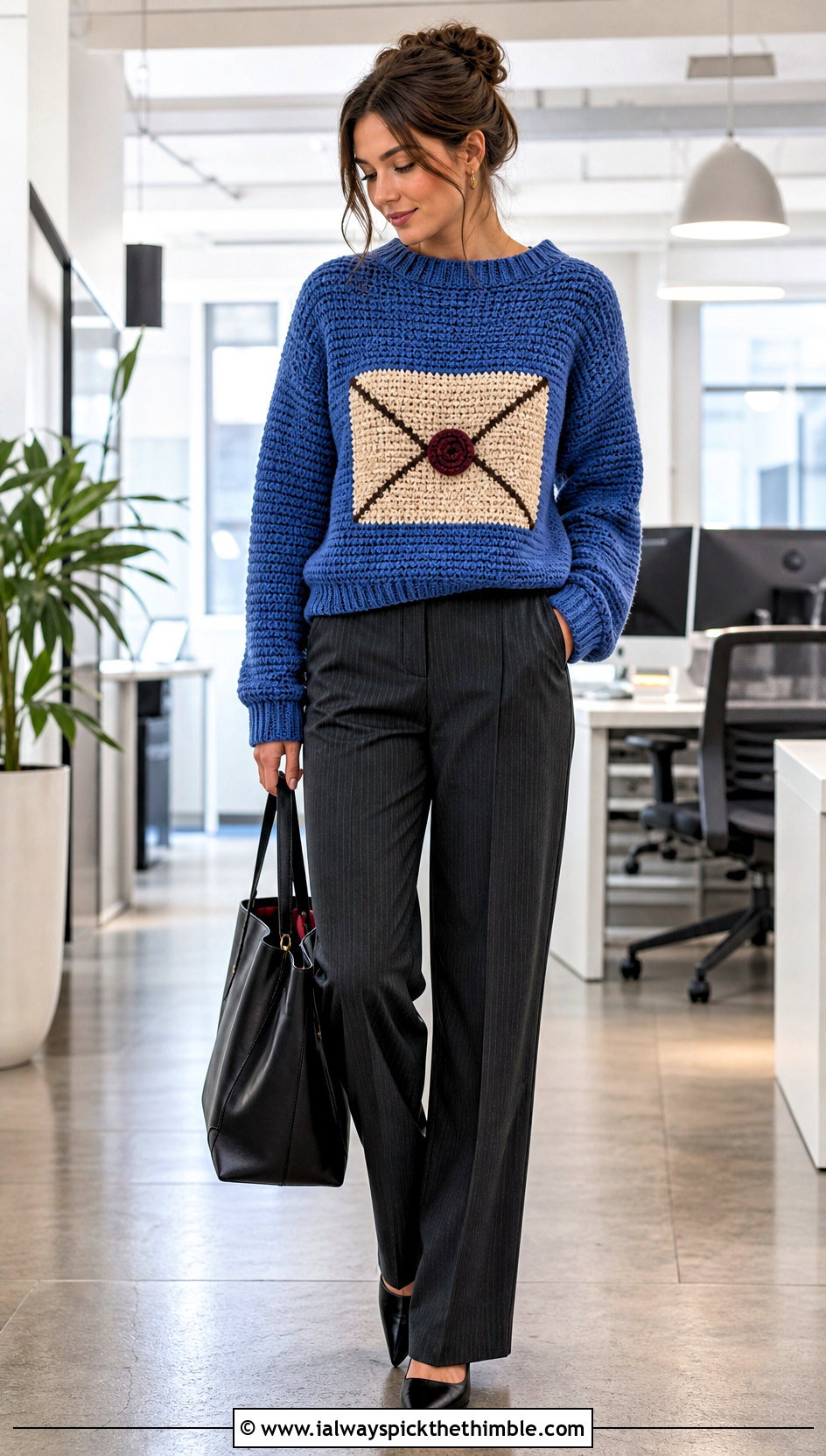 Hogwarts Letter Crochet Harry Potter Sweater With Pinstripe Pants - 25 crochet harry potter sweater outfit ideas