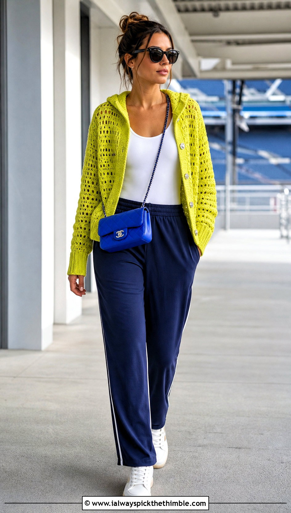 Hooded Chanel Crochet Cardigan With Track Pants - 20 Chanel Crochet Cardigan outfit ideas