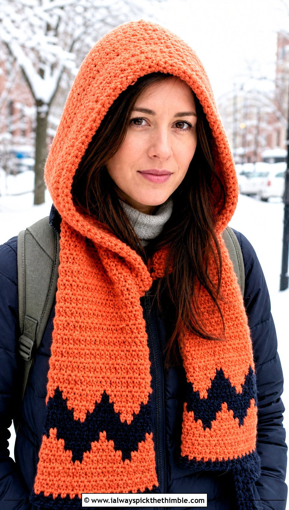 Hooded Charlie Brown Scarf With Puffer Jacket - 15 Crochet Charlie Brown Scarf outfit ideas