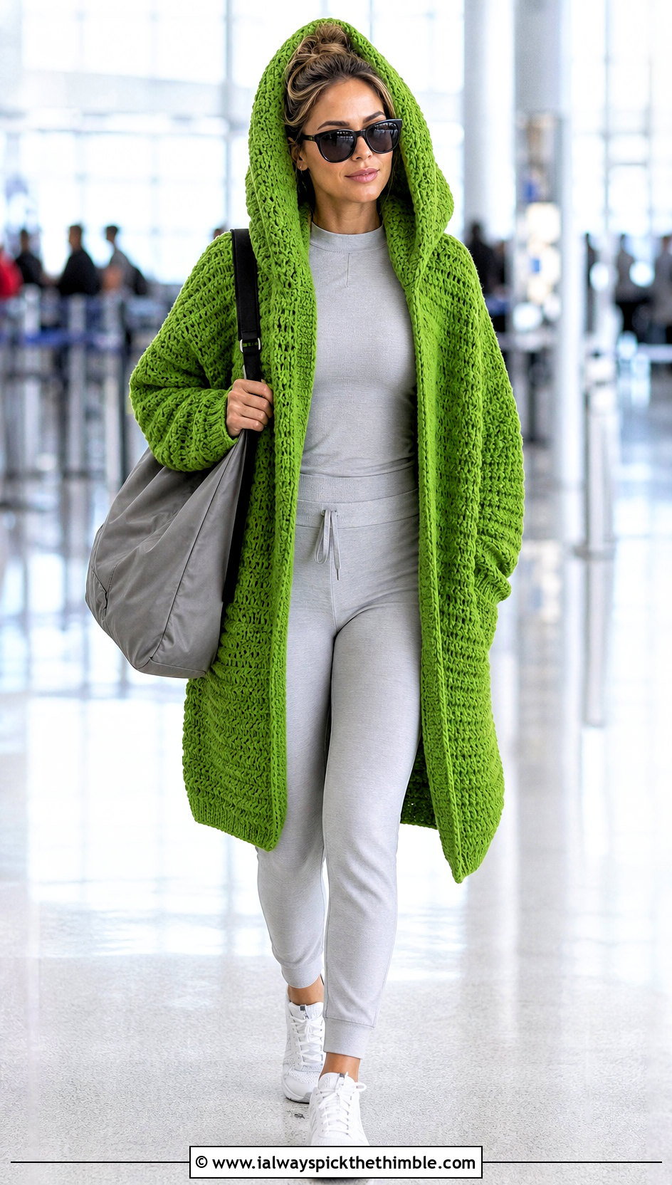 Hooded Cocoon Crochet Cardigan With Matching Joggers - 20 Cocoon Crochet Cardigan outfit ideas