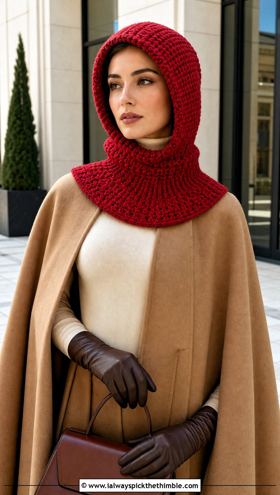 Hooded Cowl Helmet Balaclava With Wool Cape - 20 crochet helmet balaclava outfit ideas