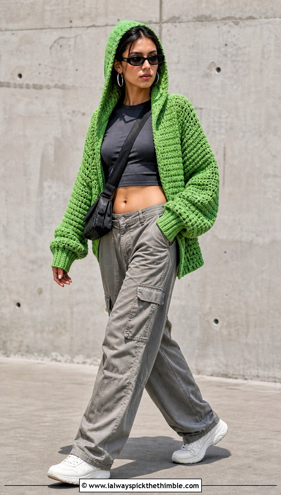Hooded Crochet Bog Jacket With Cargo Pants - 25 Crochet Bog Jacket outfit ideas